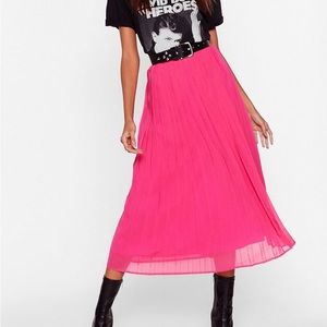 NWOT NASTY GAL In the Drivers Pleat High-Waisted Midi Skirt